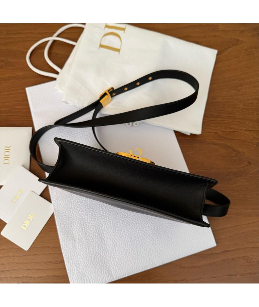 CHRISTIAN DIOR Черная кожаная сумка через плечо, фото 4