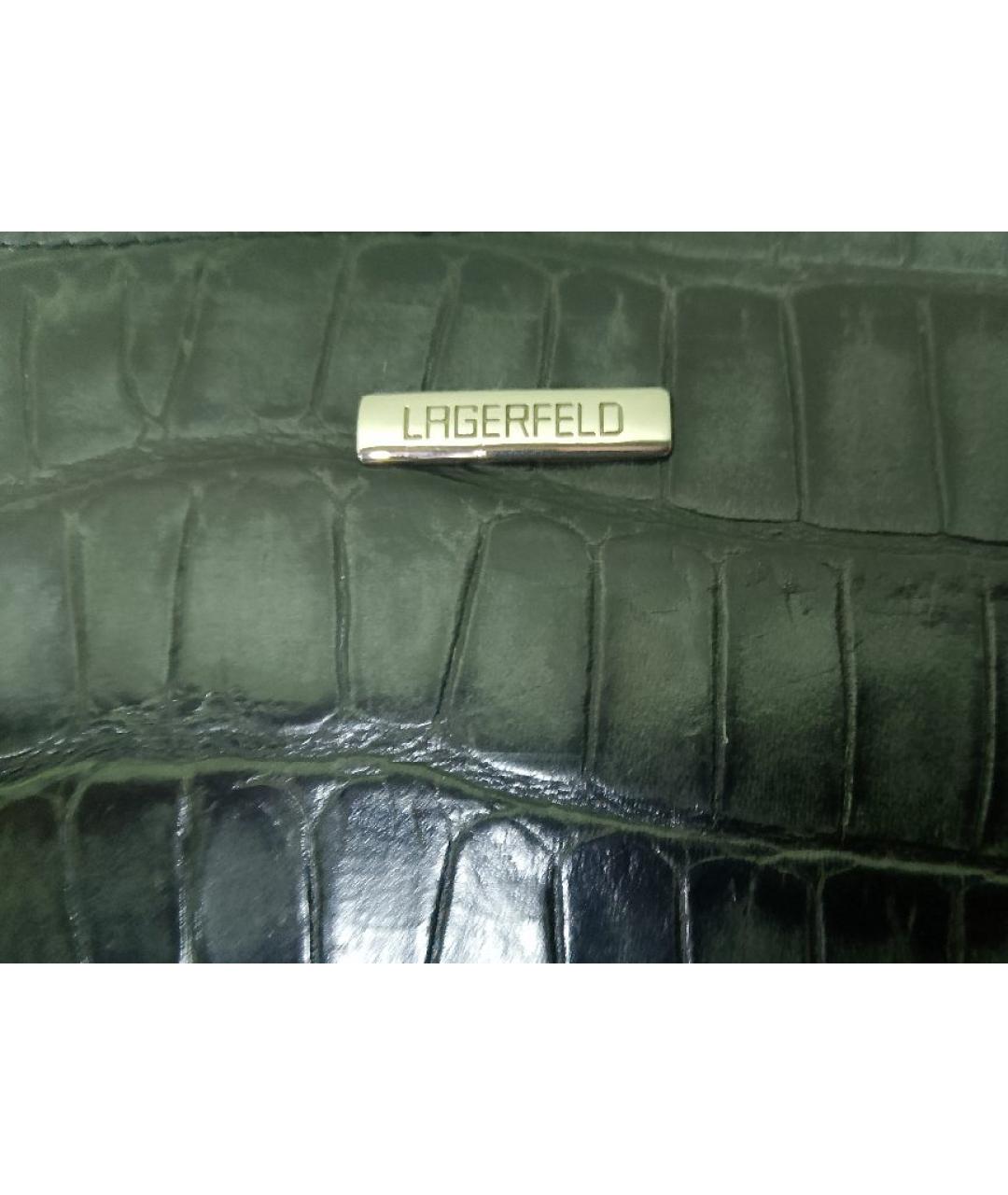 KARL LAGERFELD Серая кожаная барсетка, фото 7