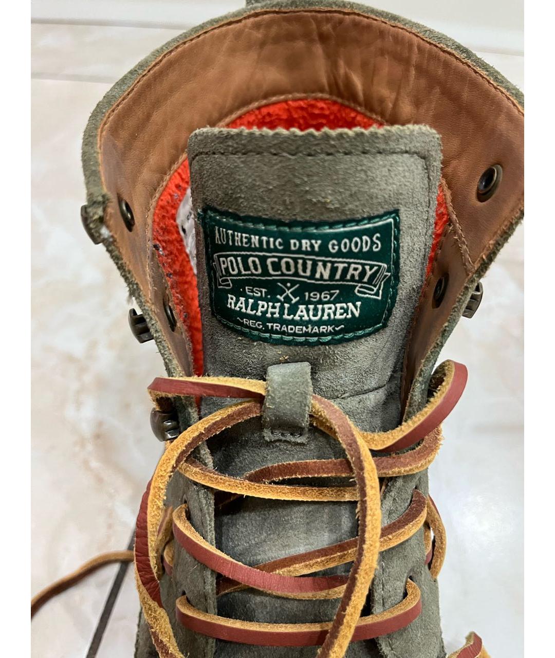POLO RALPH LAUREN Зеленые замшевые высокие ботинки, фото 5