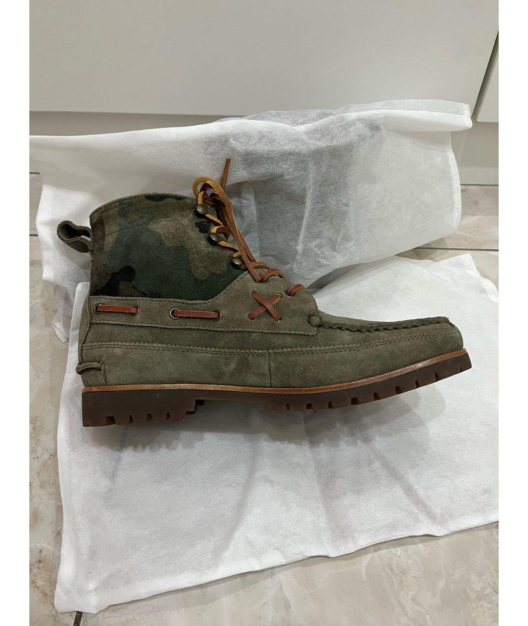 POLO RALPH LAUREN Зеленые замшевые высокие ботинки, фото 9