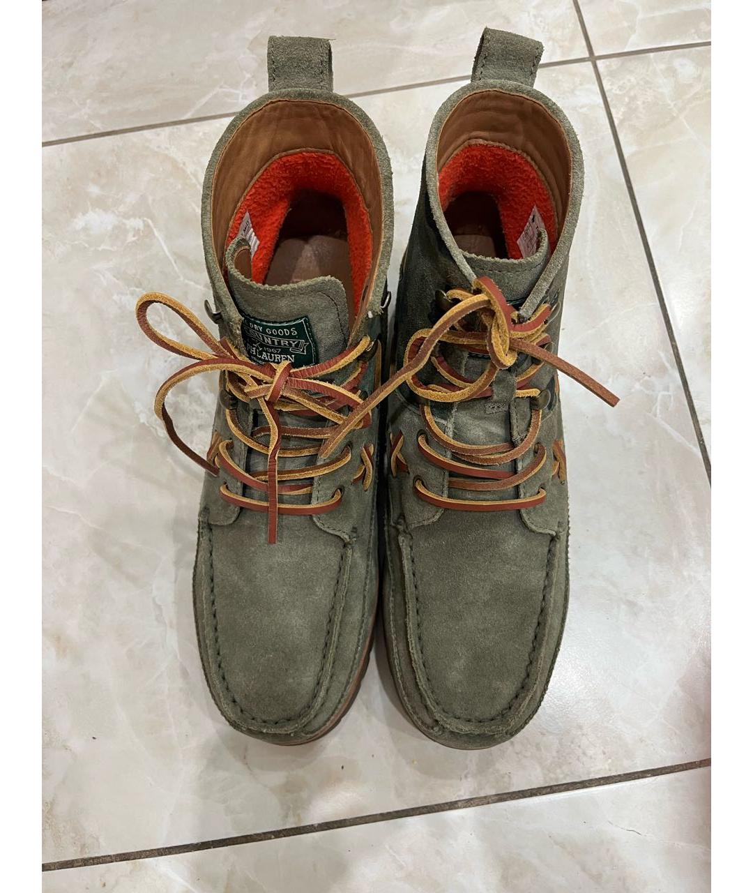POLO RALPH LAUREN Зеленые замшевые высокие ботинки, фото 2