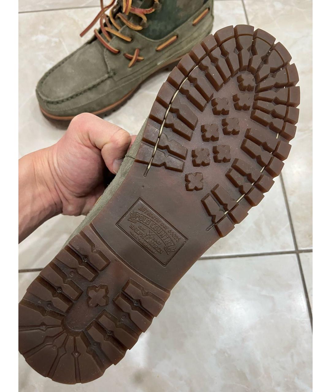 POLO RALPH LAUREN Зеленые замшевые высокие ботинки, фото 7