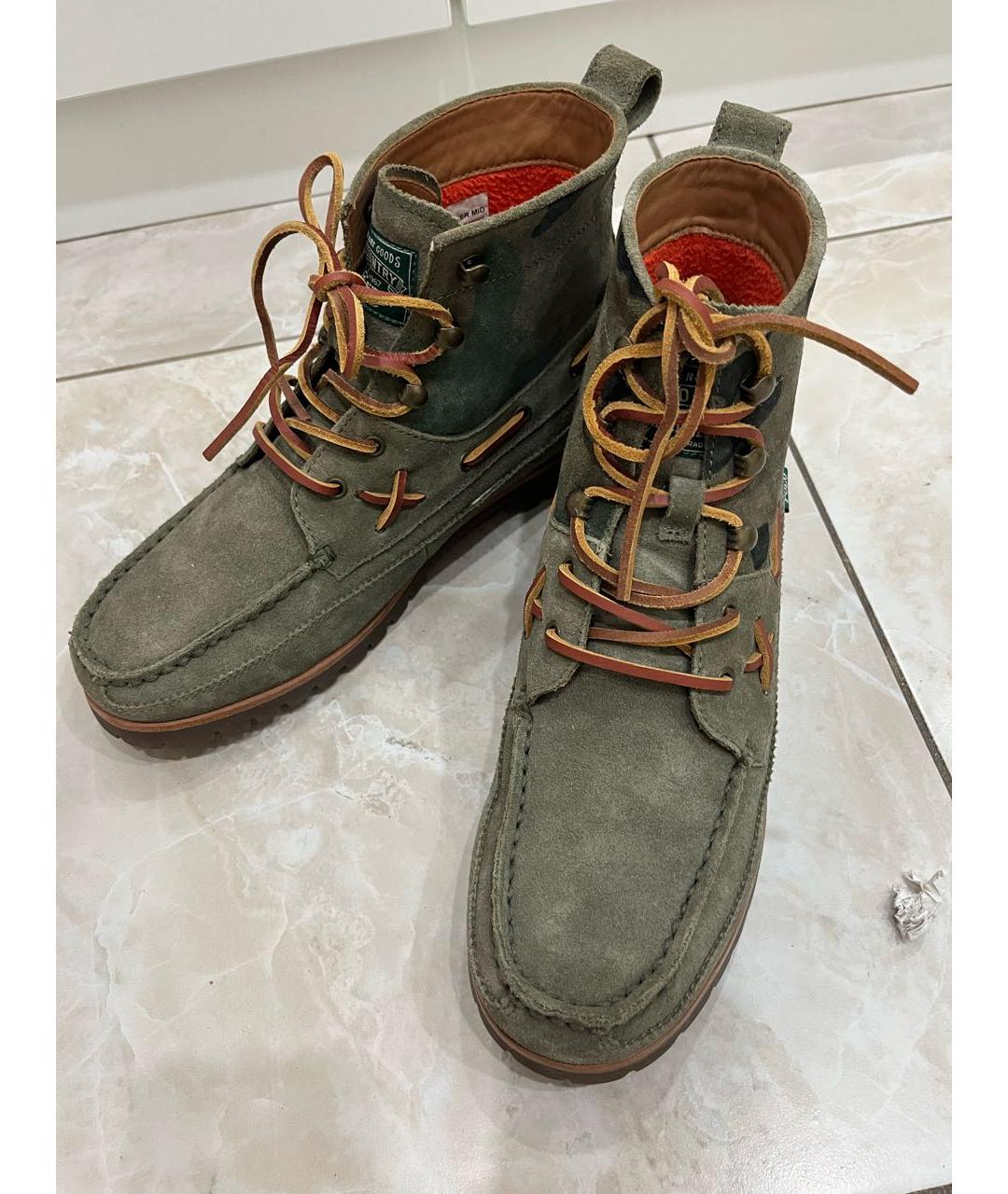 POLO RALPH LAUREN Зеленые замшевые высокие ботинки, фото 3