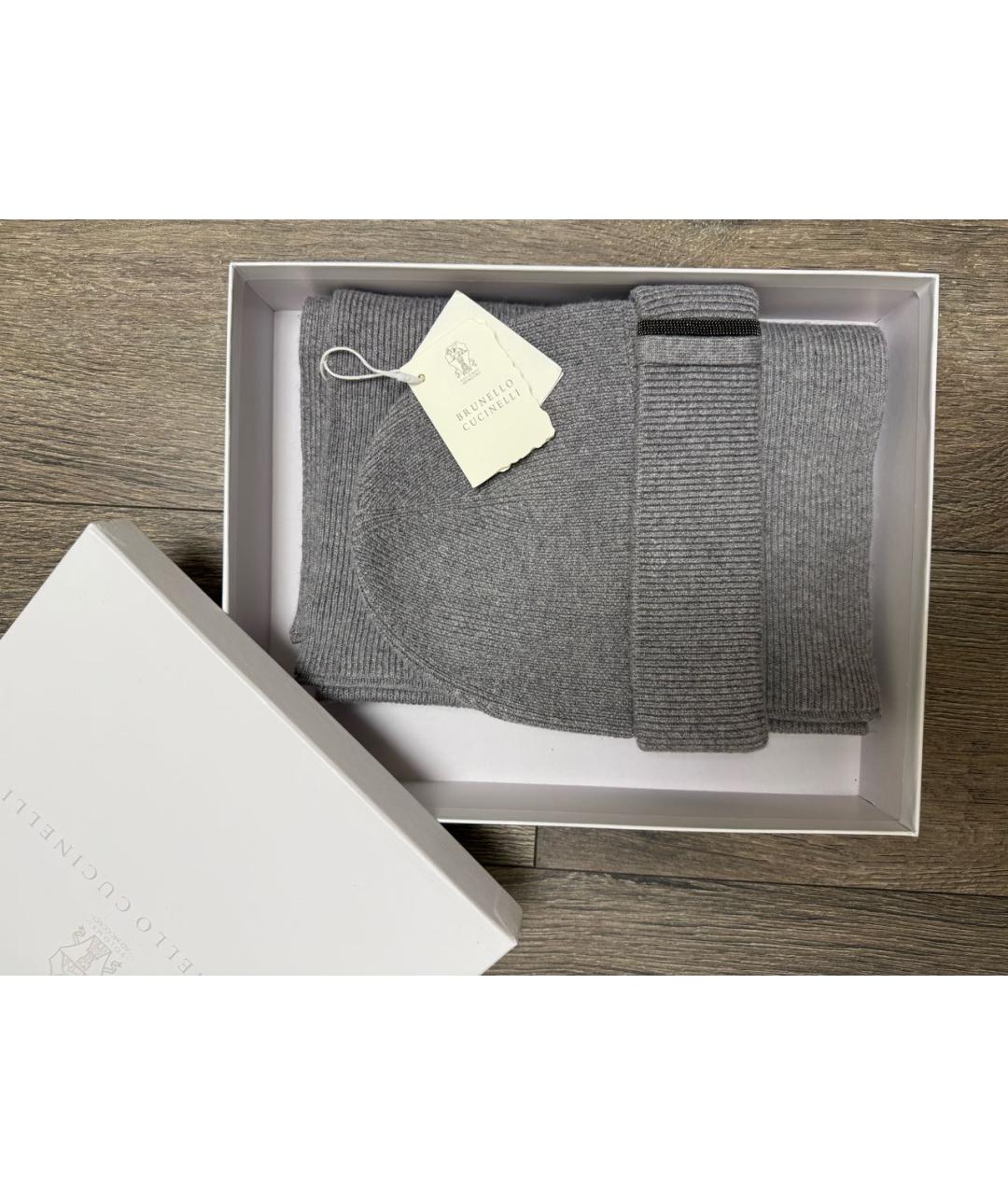 BRUNELLO CUCINELLI Серая кашемировая шапка, фото 4