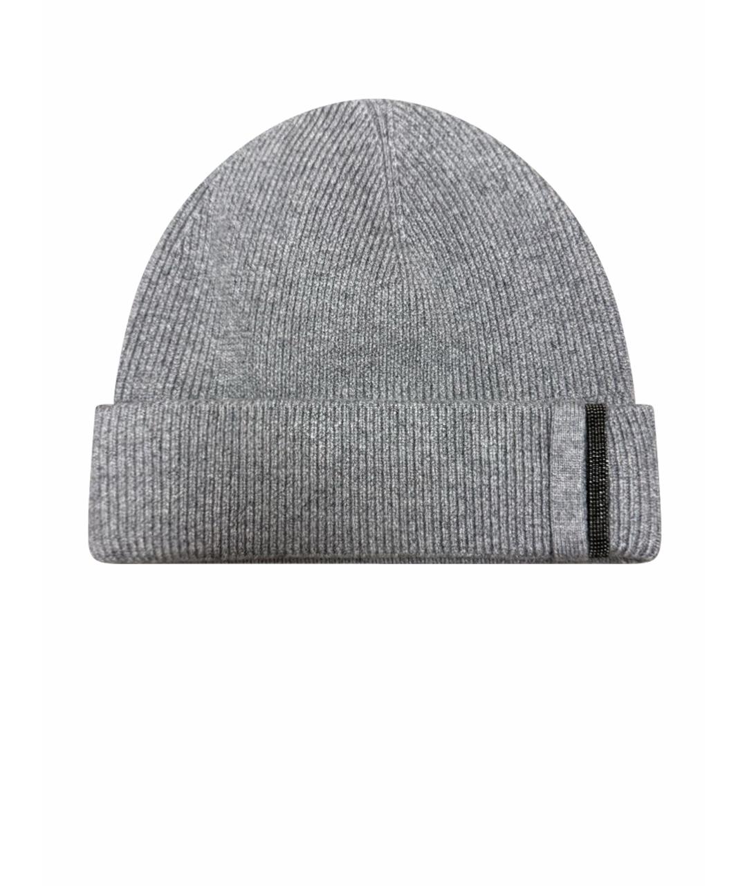 BRUNELLO CUCINELLI Серая кашемировая шапка, фото 1