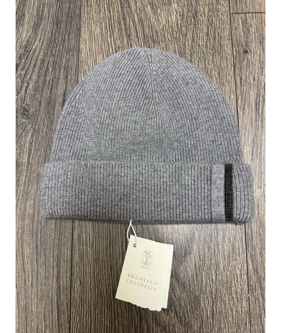 BRUNELLO CUCINELLI Серая кашемировая шапка, фото 5