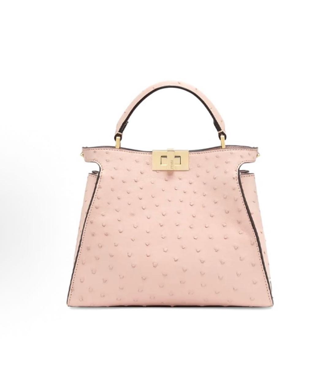 FENDI Розовая сумка с короткими ручками из экзотической кожи, фото 6