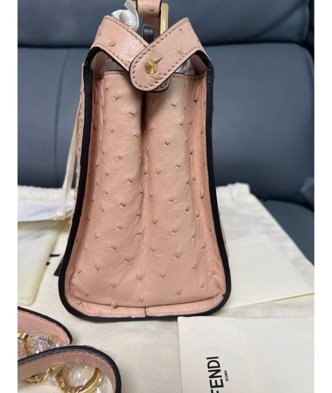 FENDI Розовая сумка с короткими ручками из экзотической кожи, фото 5