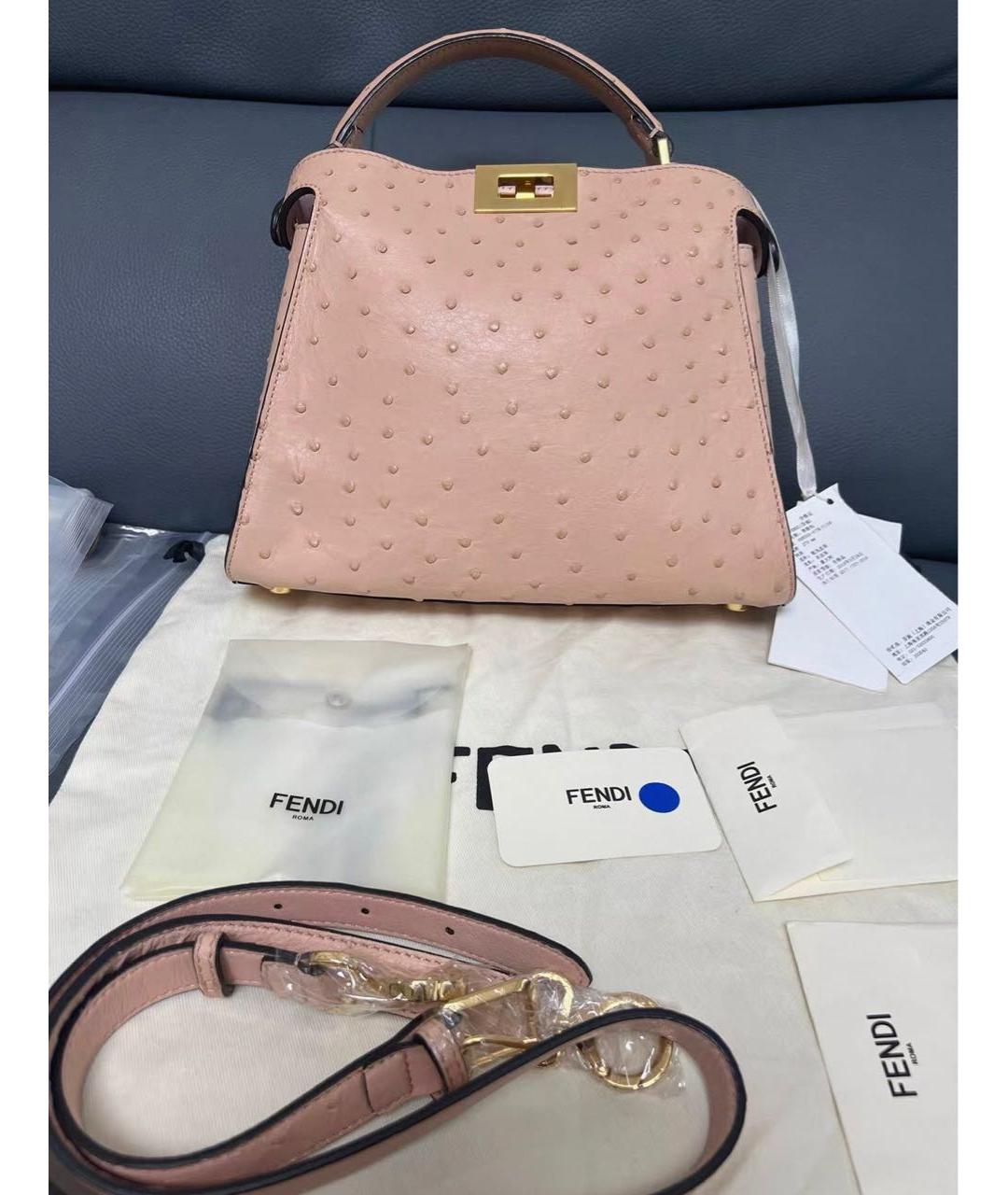 FENDI Розовая сумка с короткими ручками из экзотической кожи, фото 2