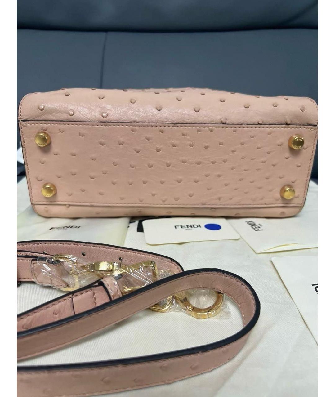 FENDI Розовая сумка с короткими ручками из экзотической кожи, фото 3