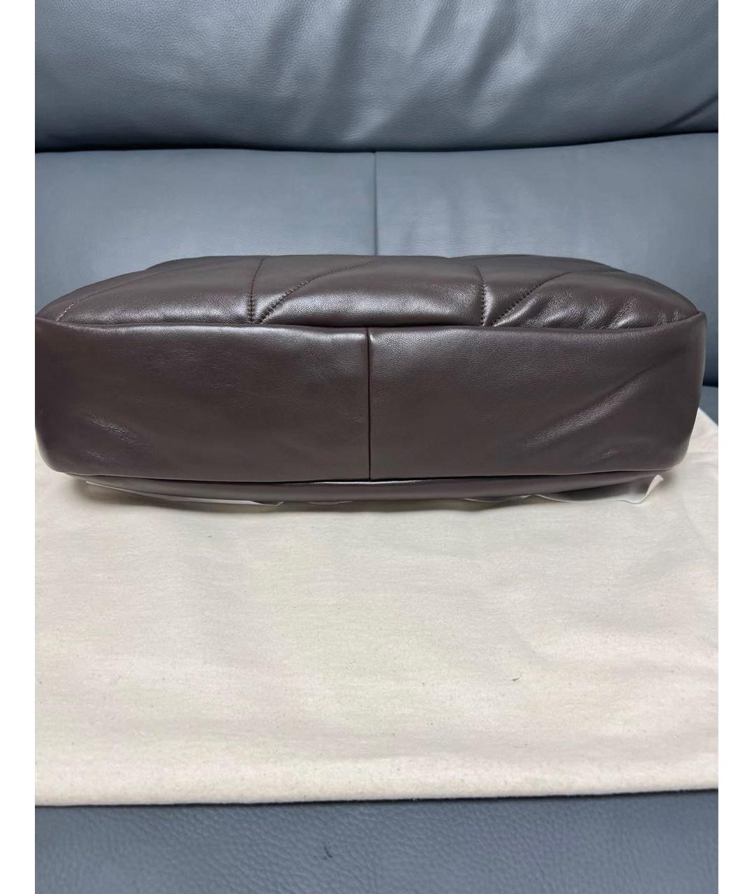 SAINT LAURENT Коричневая кожаная сумка через плечо, фото 4