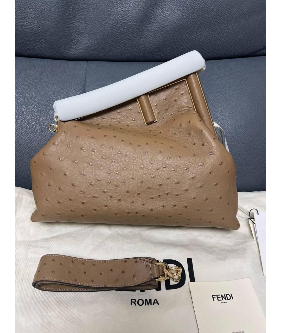 FENDI Коричневая сумка через плечо из экзотической кожи, фото 2