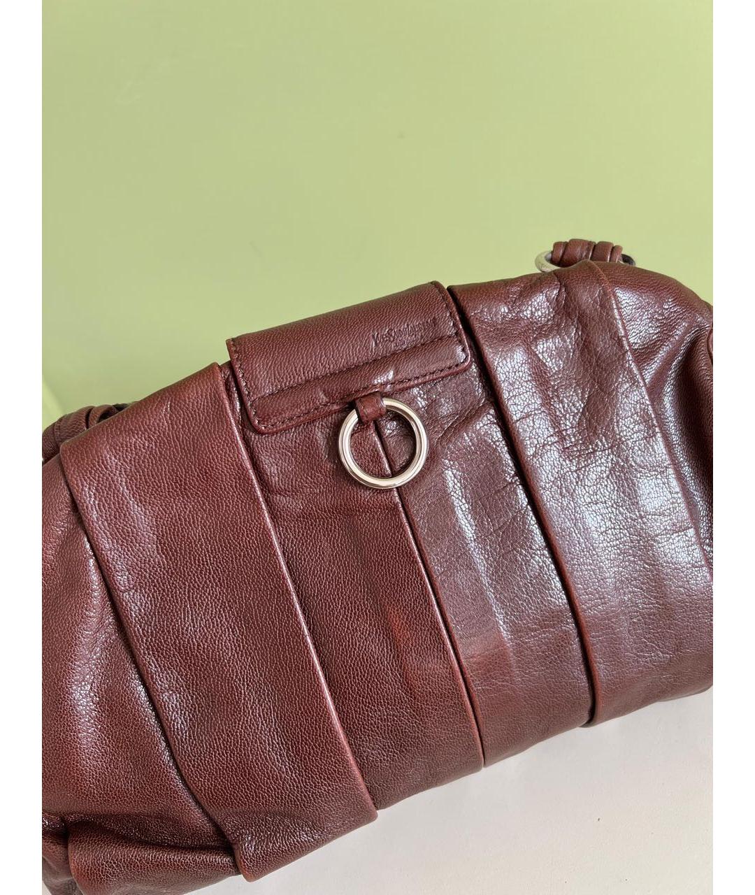 YVES SAINT LAURENT VINTAGE Бордовая кожаная сумка с короткими ручками, фото 4