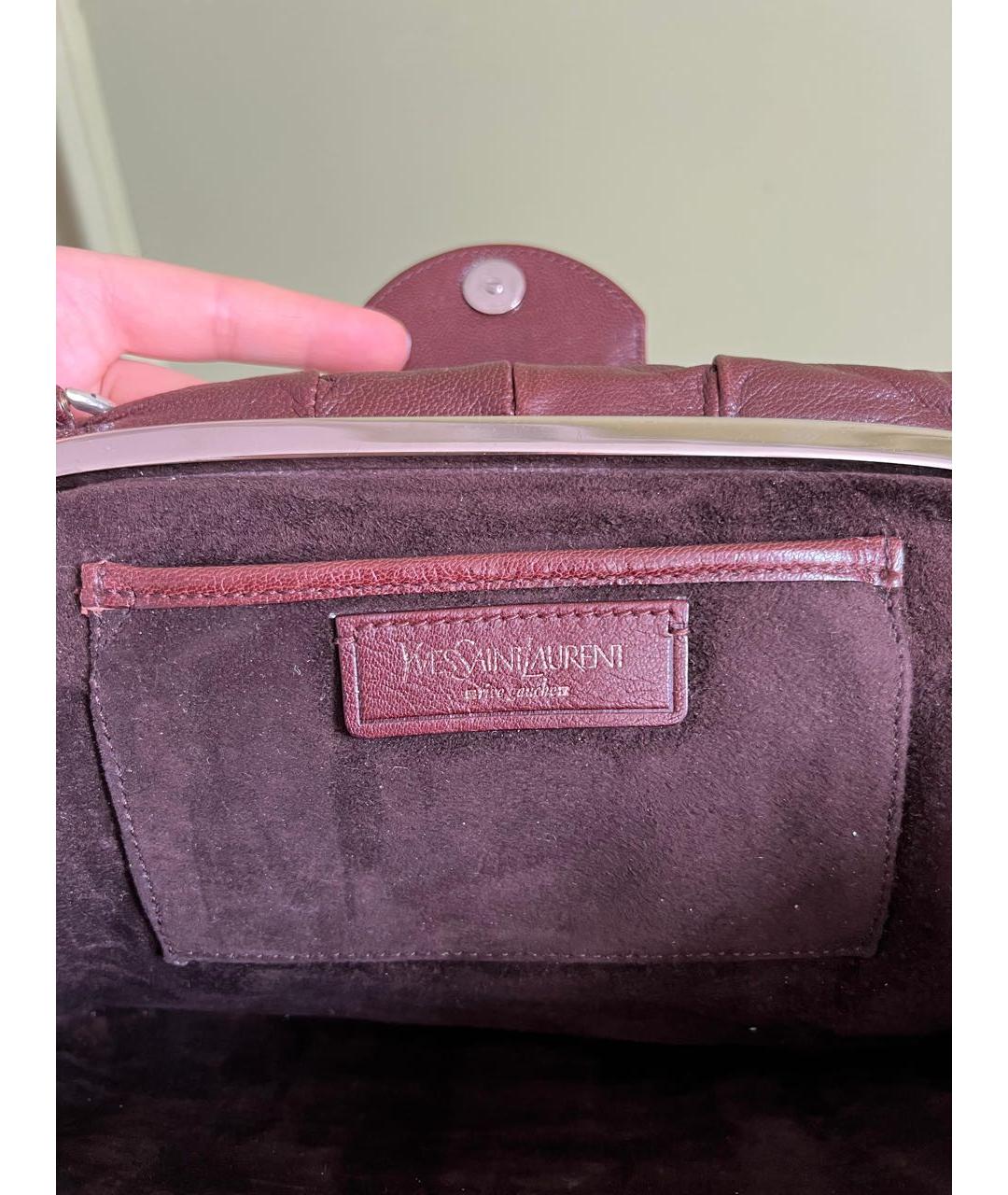 YVES SAINT LAURENT VINTAGE Бордовая кожаная сумка с короткими ручками, фото 7