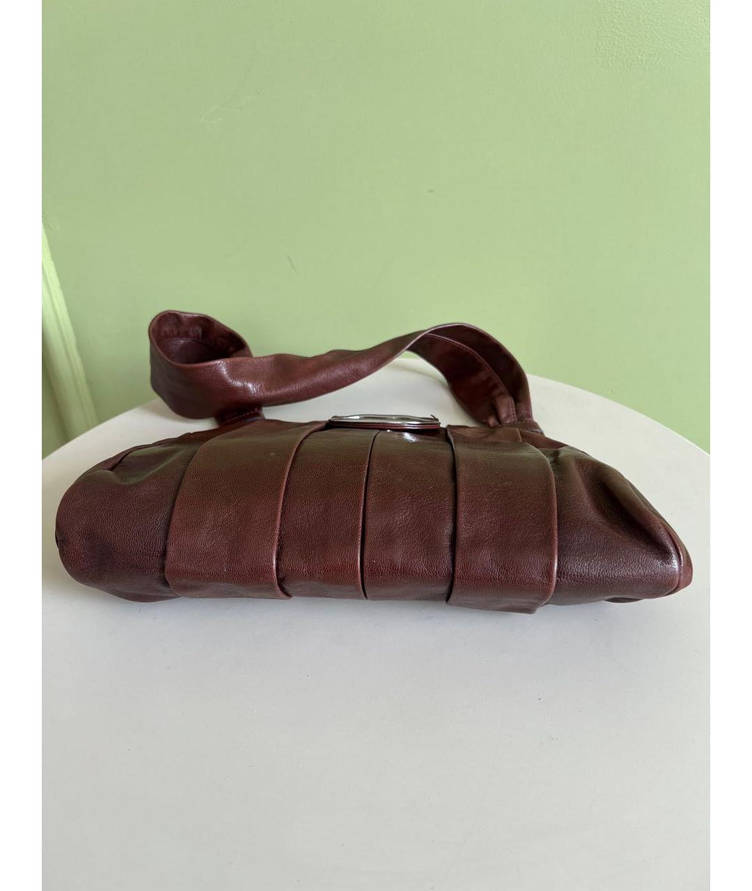 YVES SAINT LAURENT VINTAGE Бордовая кожаная сумка с короткими ручками, фото 3