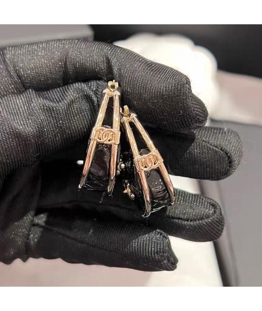 CHANEL Черные серьги, фото 5