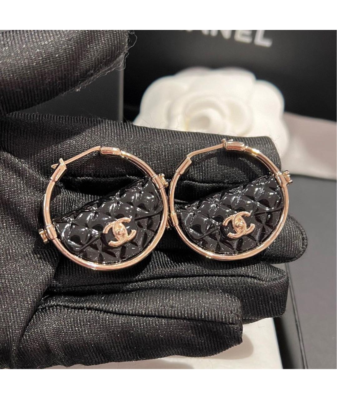 CHANEL Черные серьги, фото 6