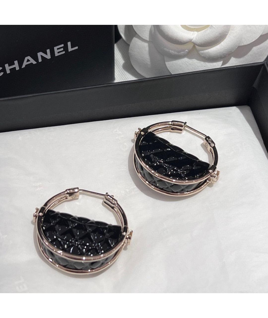 CHANEL Черные серьги, фото 4