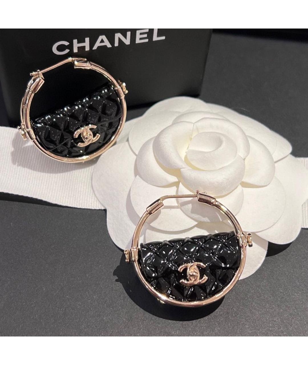 CHANEL Черные серьги, фото 2