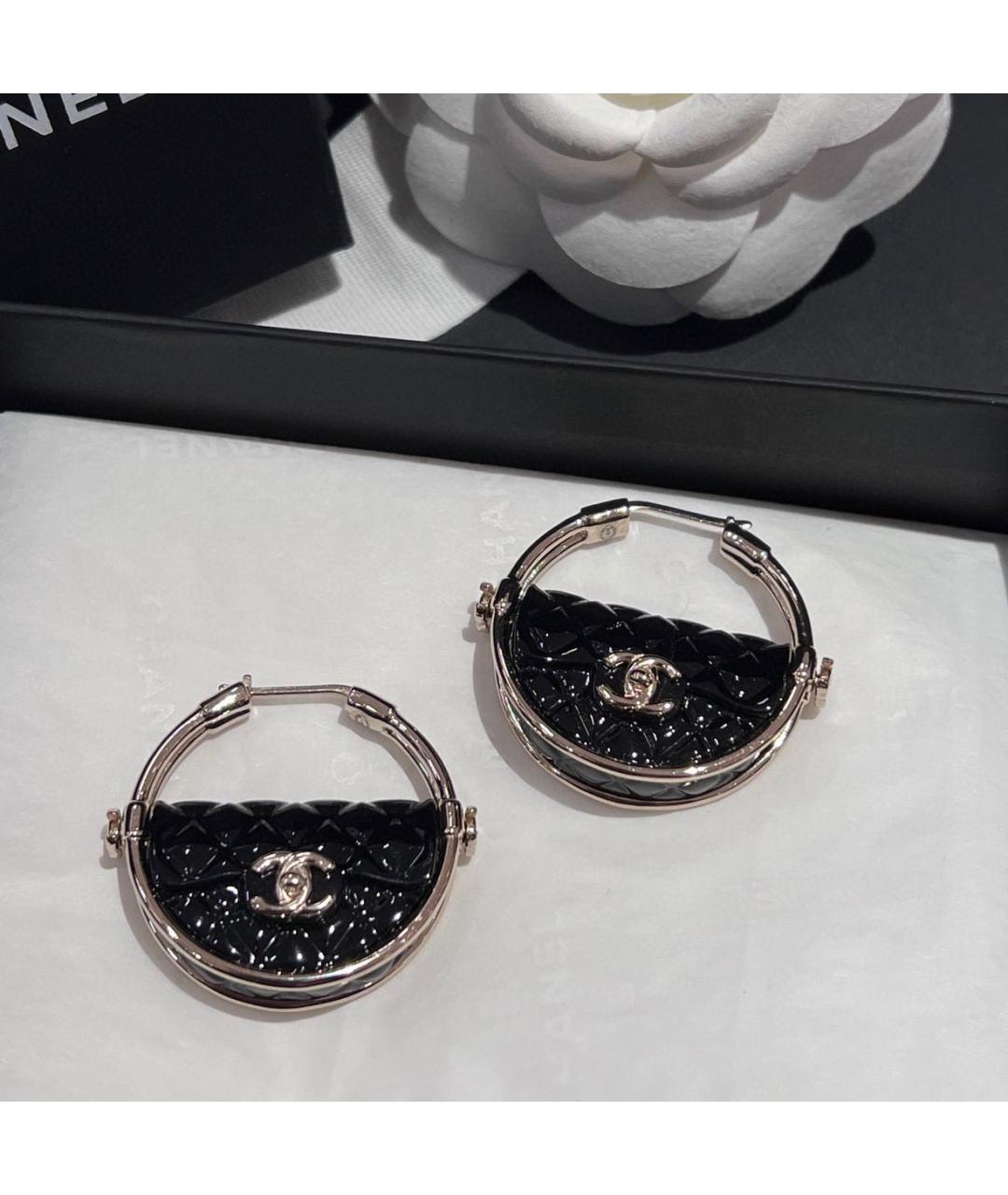 CHANEL Черные серьги, фото 3