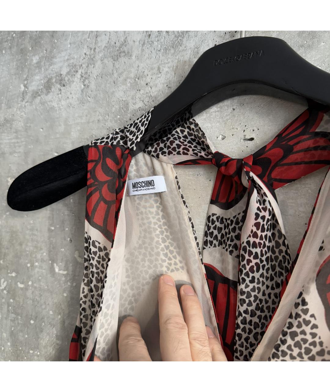 MOSCHINO Бордовое полиэстеровое платье, фото 4