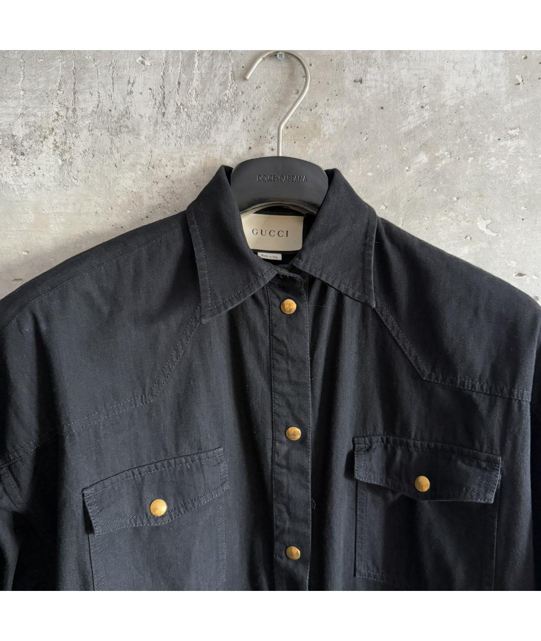 GUCCI Черная хлопковая рубашка, фото 5