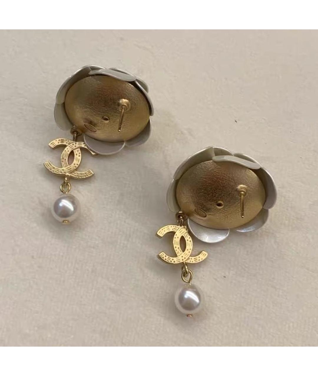 CHANEL Золотые металлические серьги, фото 6