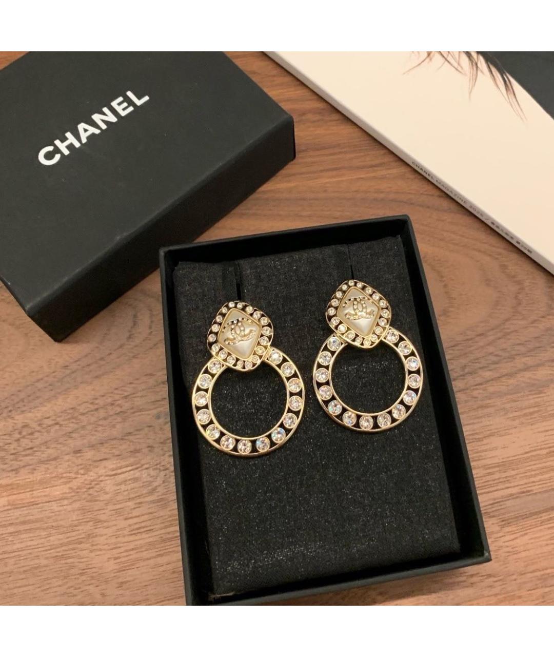 CHANEL Золотые металлические серьги, фото 7