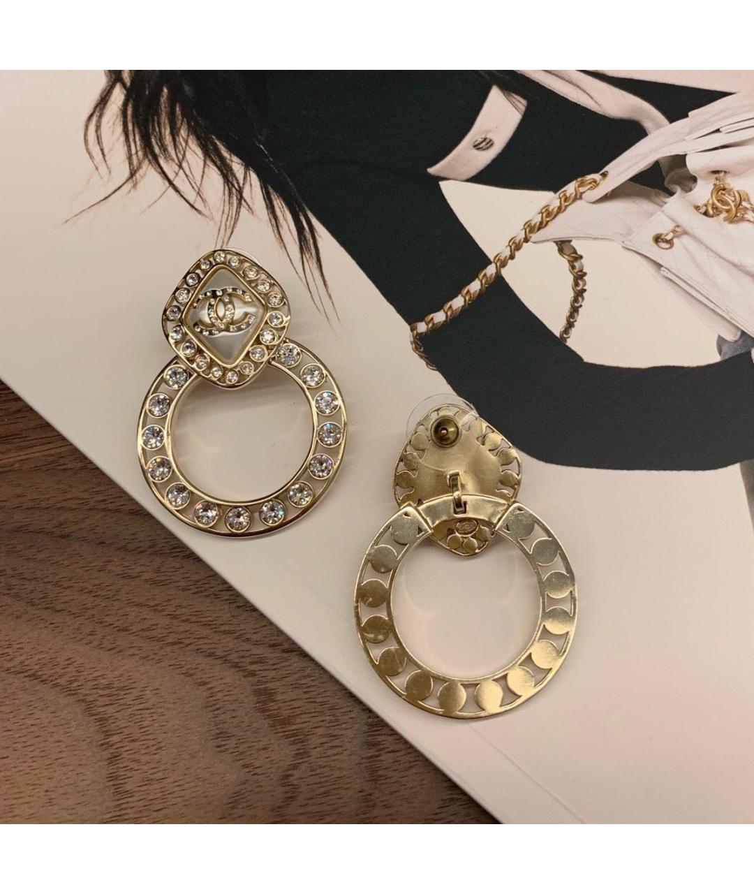 CHANEL Золотые металлические серьги, фото 4