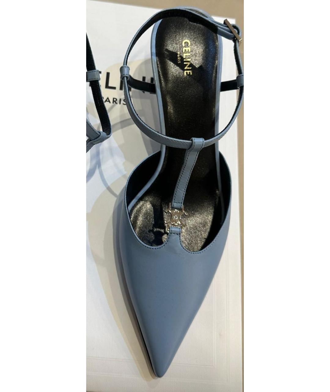 CELINE Голубые кожаные туфли, фото 2