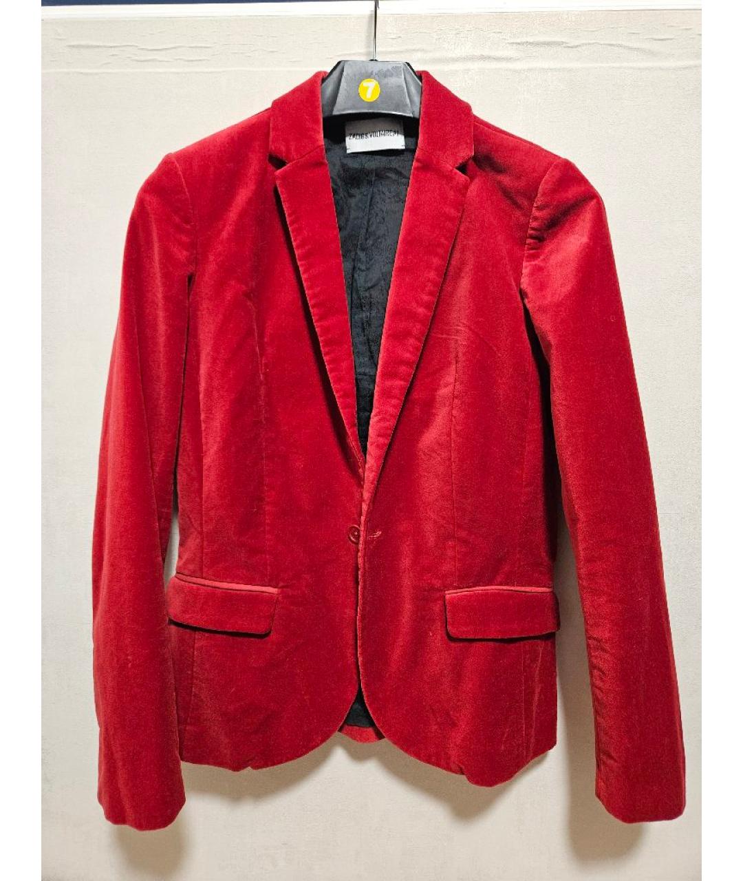 ZADIG & VOLTAIRE Красный бархатный жакет/пиджак, фото 5