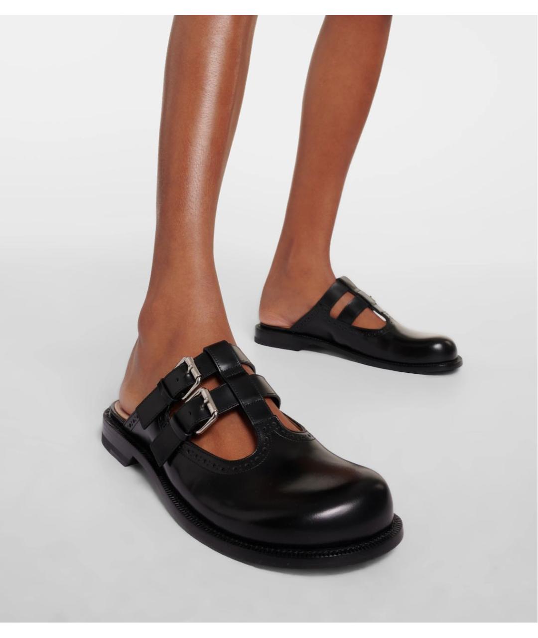 LOEWE Черные кожаные мюли, фото 3
