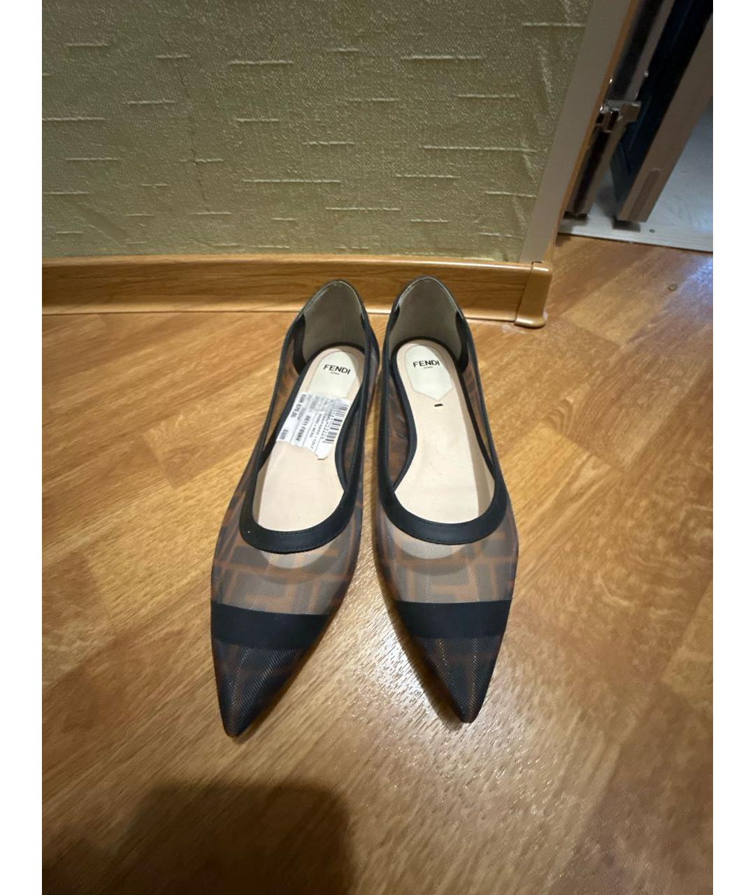 FENDI Коричневые текстильные балетки, фото 2