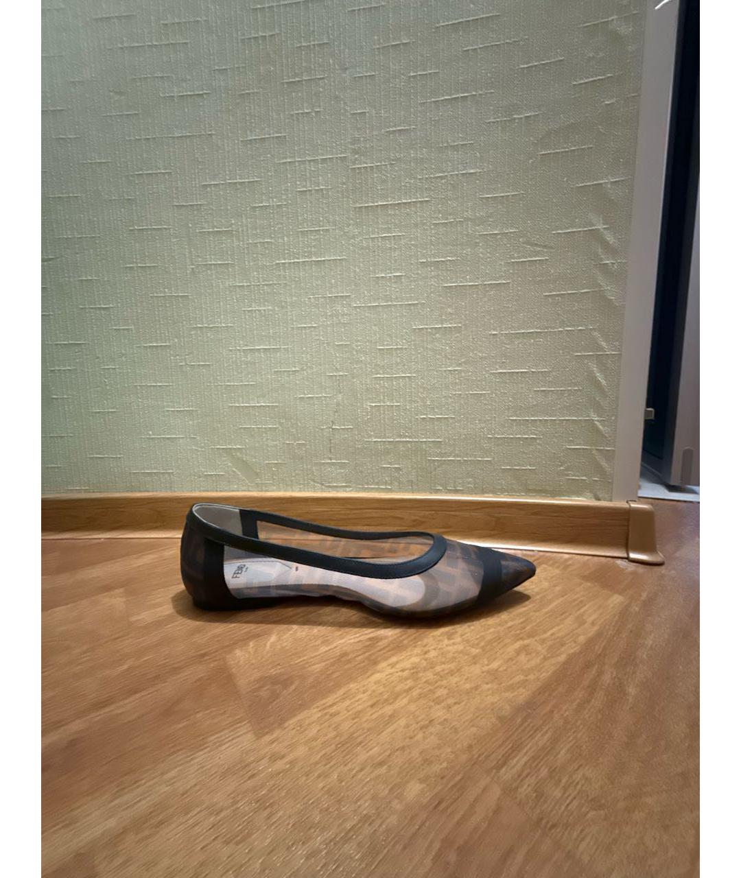 FENDI Коричневые текстильные балетки, фото 6