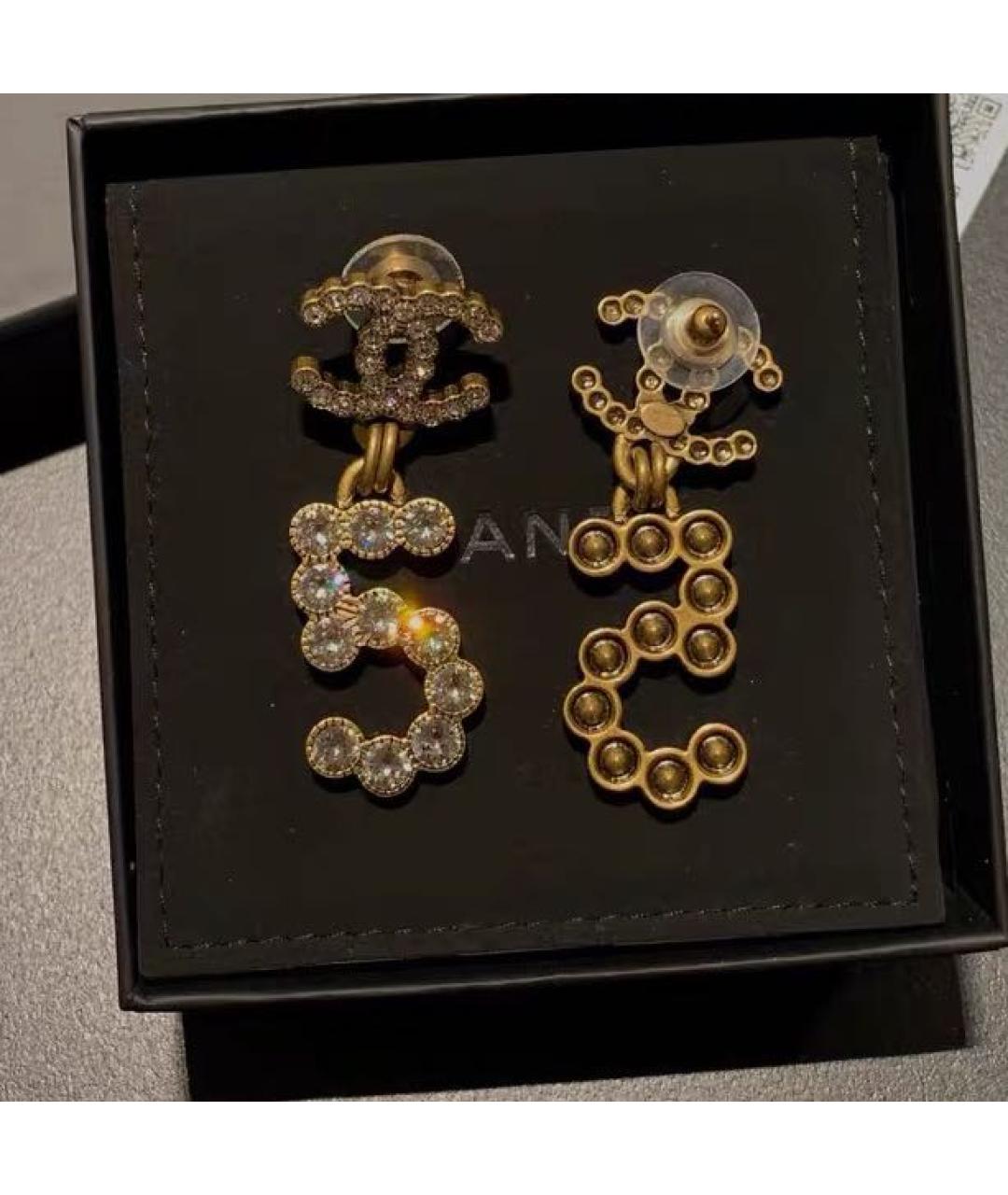 CHANEL Золотые металлические серьги, фото 4