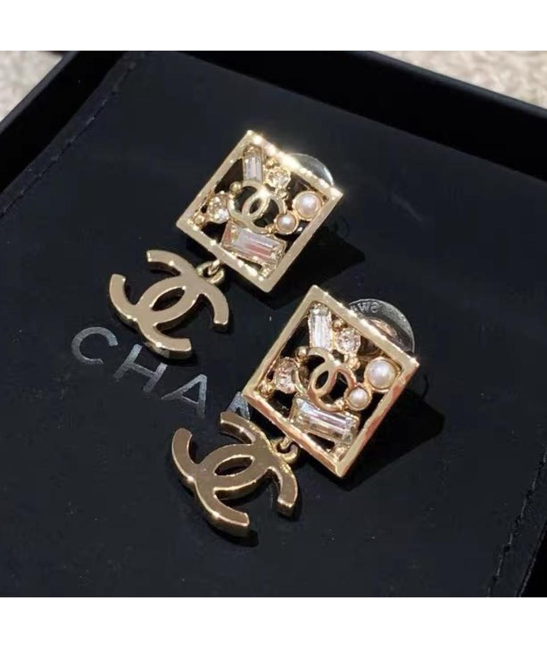 CHANEL Золотые металлические серьги, фото 7