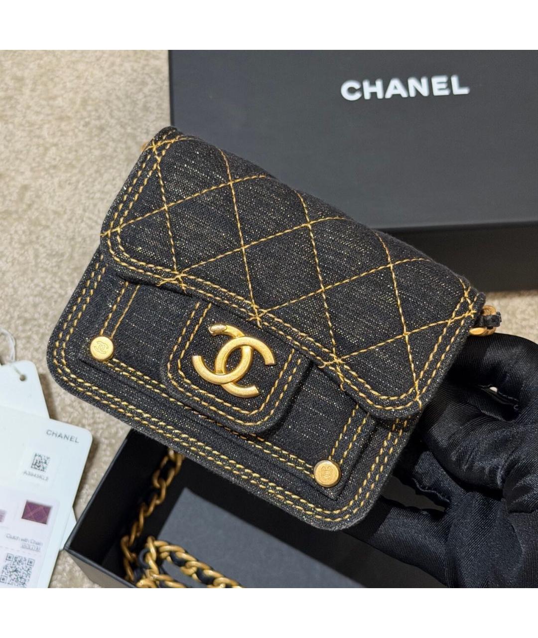 CHANEL Темно-синяя деним сумка через плечо, фото 2