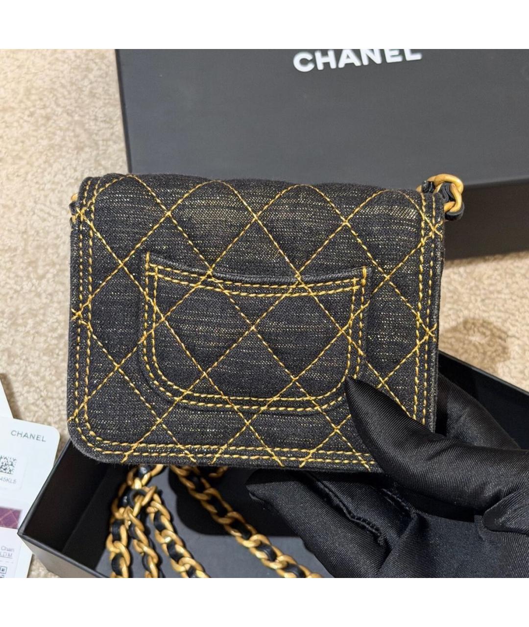 CHANEL Темно-синяя деним сумка через плечо, фото 6