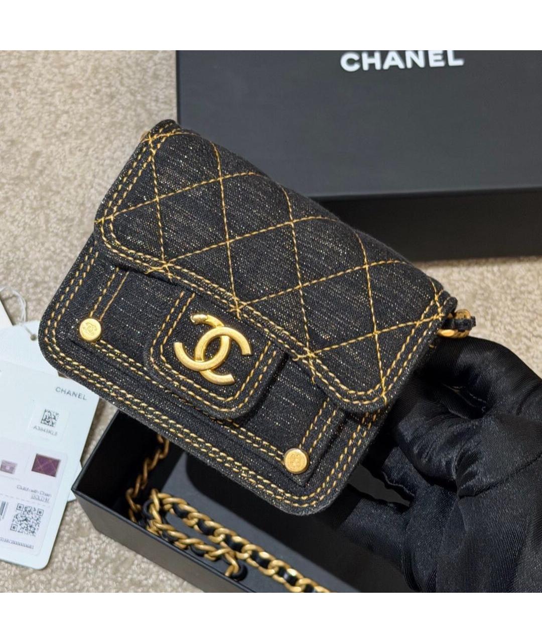 CHANEL Темно-синяя деним сумка через плечо, фото 3