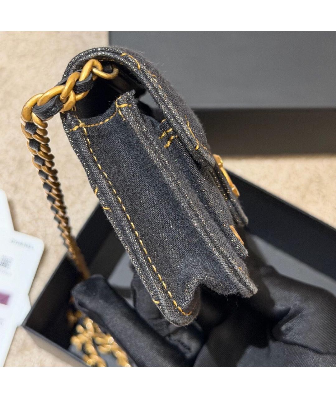 CHANEL Темно-синяя деним сумка через плечо, фото 5