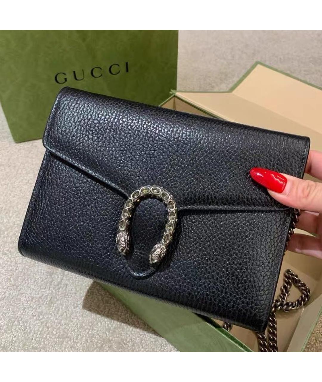 GUCCI Черная кожаная сумка через плечо, фото 2