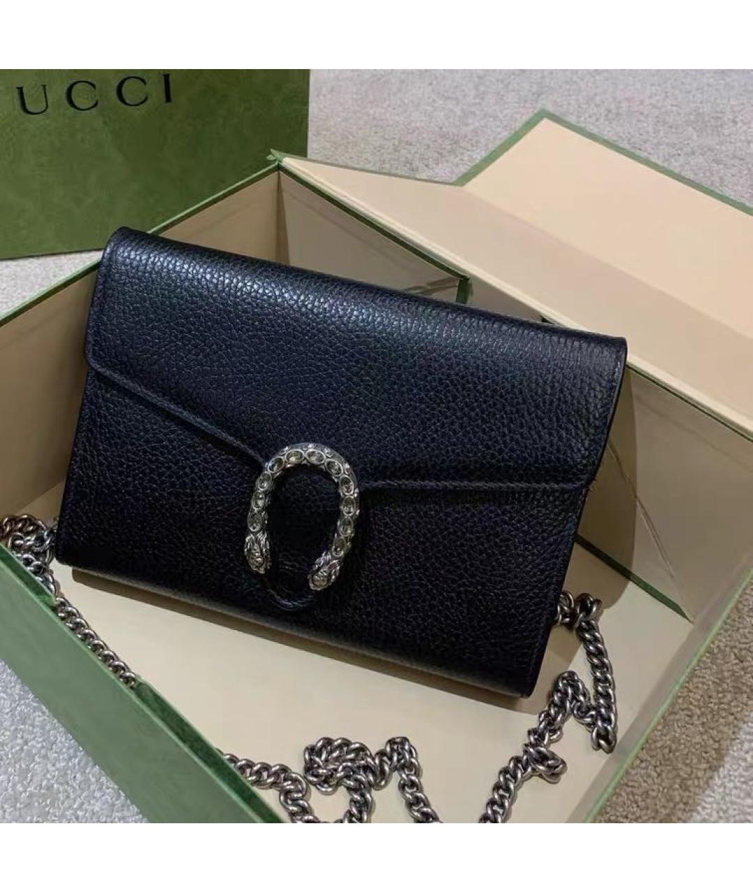 GUCCI Черная кожаная сумка через плечо, фото 9