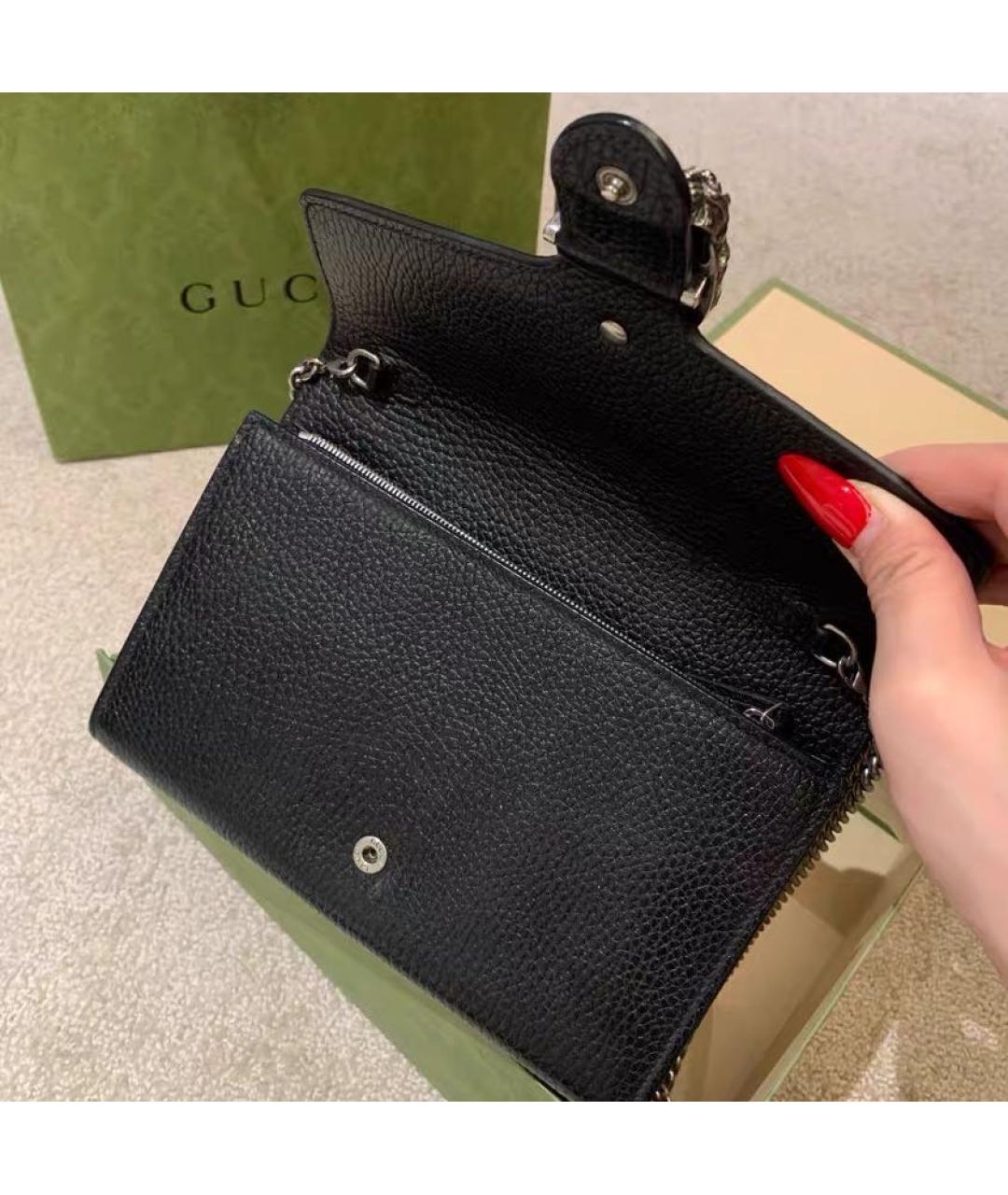 GUCCI Черная кожаная сумка через плечо, фото 7