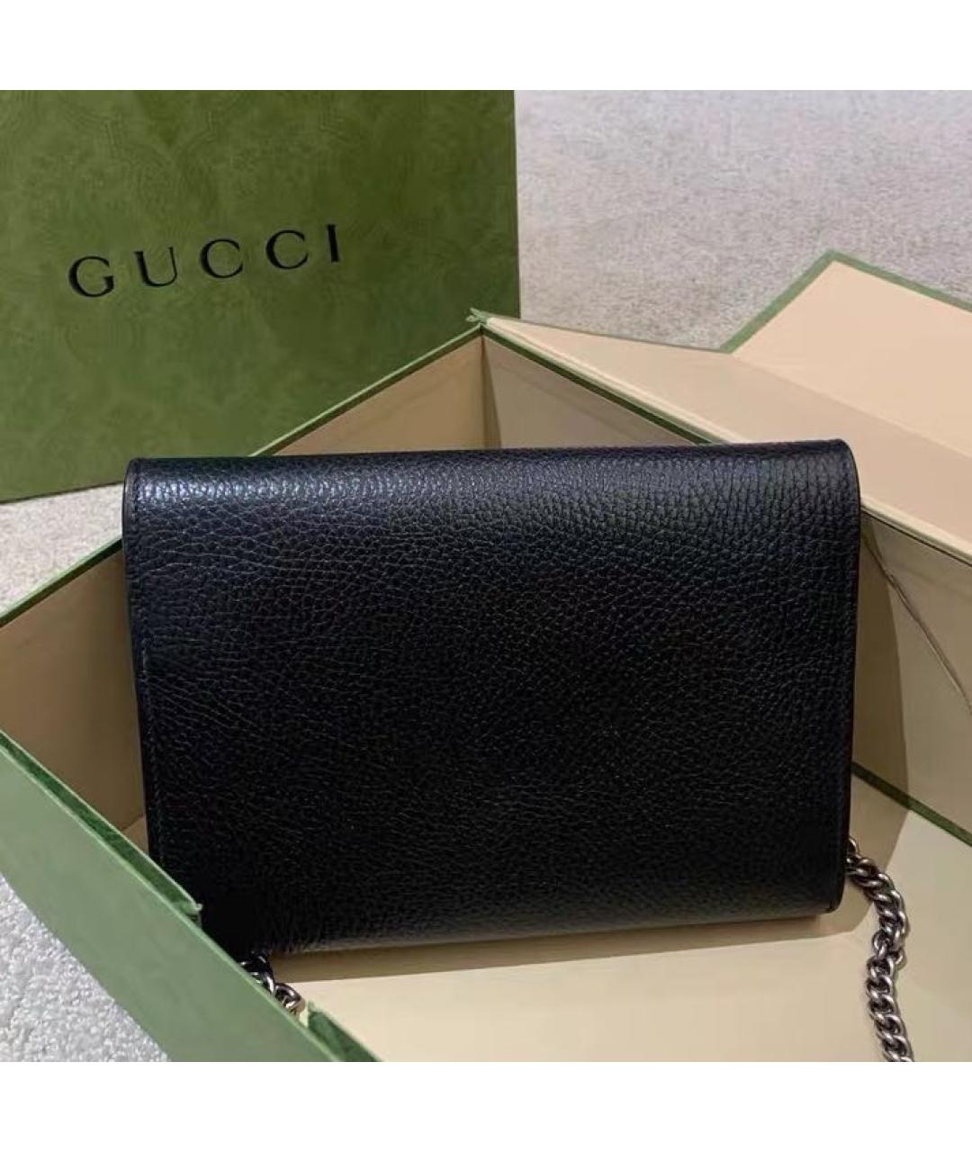 GUCCI Черная кожаная сумка через плечо, фото 5