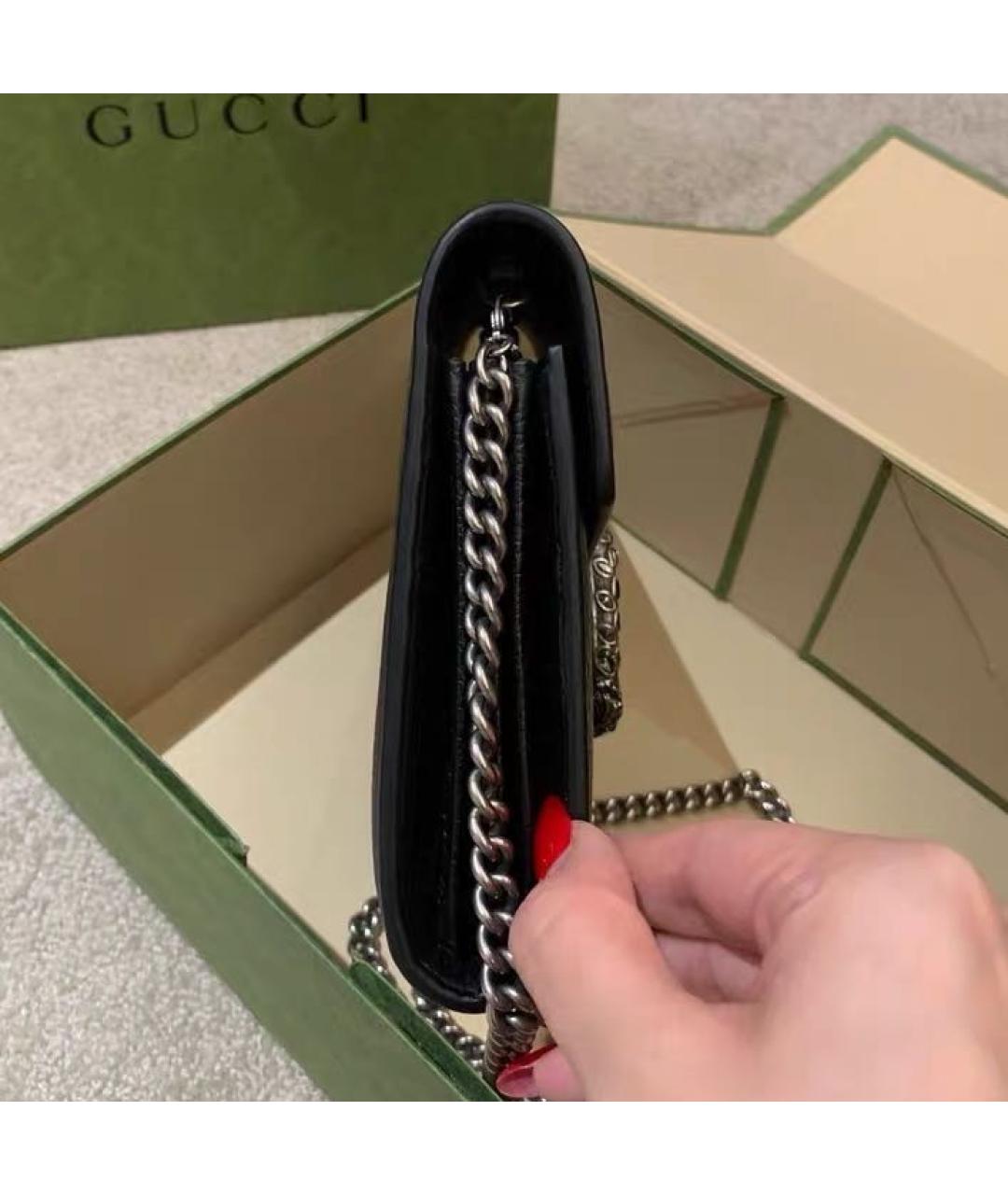 GUCCI Черная кожаная сумка через плечо, фото 4