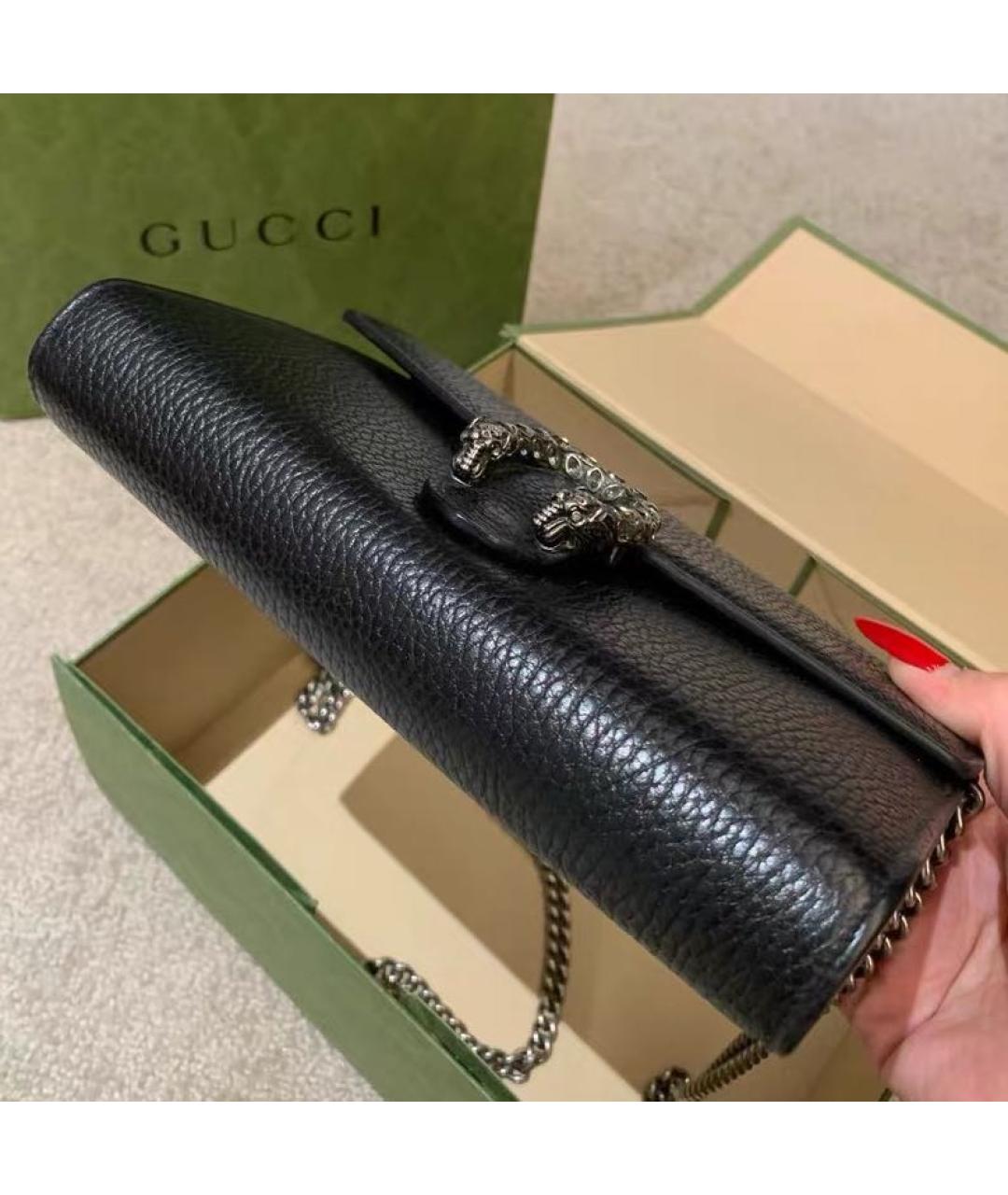 GUCCI Черная кожаная сумка через плечо, фото 6