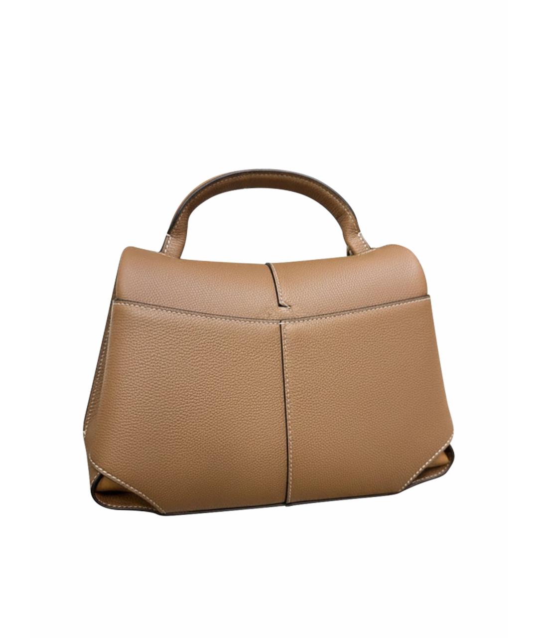 POLENE Коричневая кожаная сумка с короткими ручками, фото 1