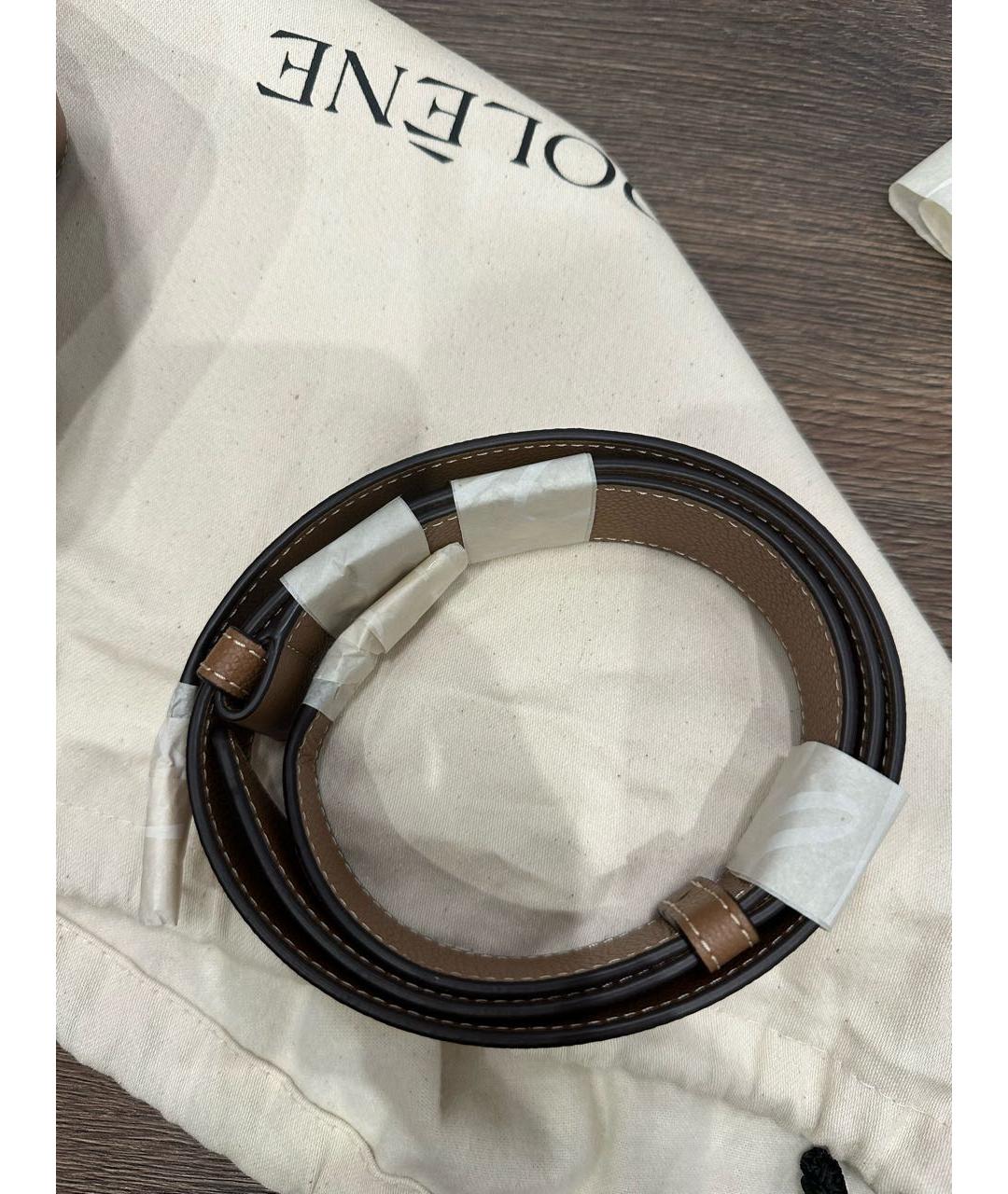 POLENE Коричневая кожаная сумка с короткими ручками, фото 5