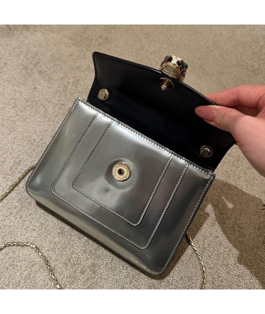 BVLGARI Серебряная кожаная сумка через плечо, фото 3