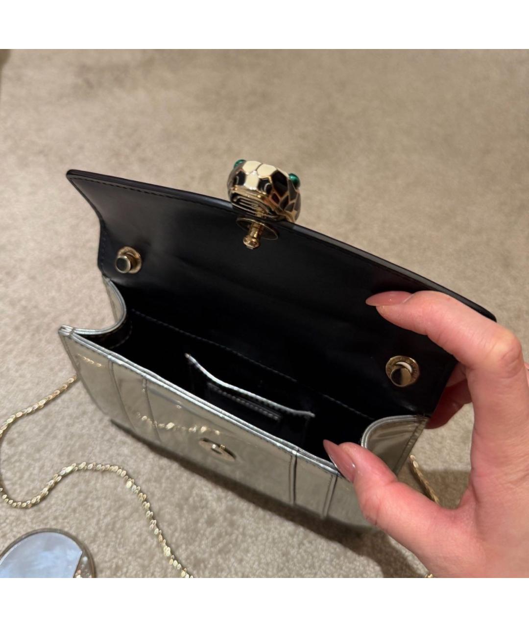 BVLGARI Серебряная кожаная сумка через плечо, фото 4